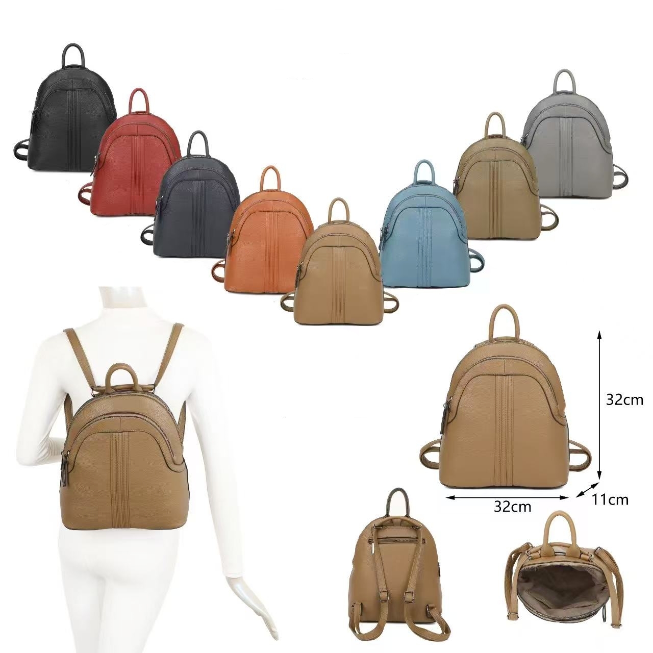 Skyflame GmbH - Damen u. Herrenaccessoires, Taschen, Lederwaren | Artikel-Nr. LX2652 | Rucksack | -Artikelnummer LX2652 -ca. 32 x 32x 11 cm -100% PU -mit Reißverschluss -Innen: 2x Steckfächer und 1x RV Rückfach -Vorne: 1x RV Fach -Auf der Rückseite 1x RV Fach -Verstellbarer Gurt | Kategorie: Rucksäcke | Angebot: Damen Accessoires, Herren Accessoires, Beach Wear, Große Größen, Kinder & Teens, Young Fashion, Landhausmode, Leather Wear, Sofortprogramme, Orderware | Adresse: Skyflame GmbH - Anton-Kux-Str.2 - 41460 Neuss - Tel: 021313168808 - info.skyflame@gmail.com