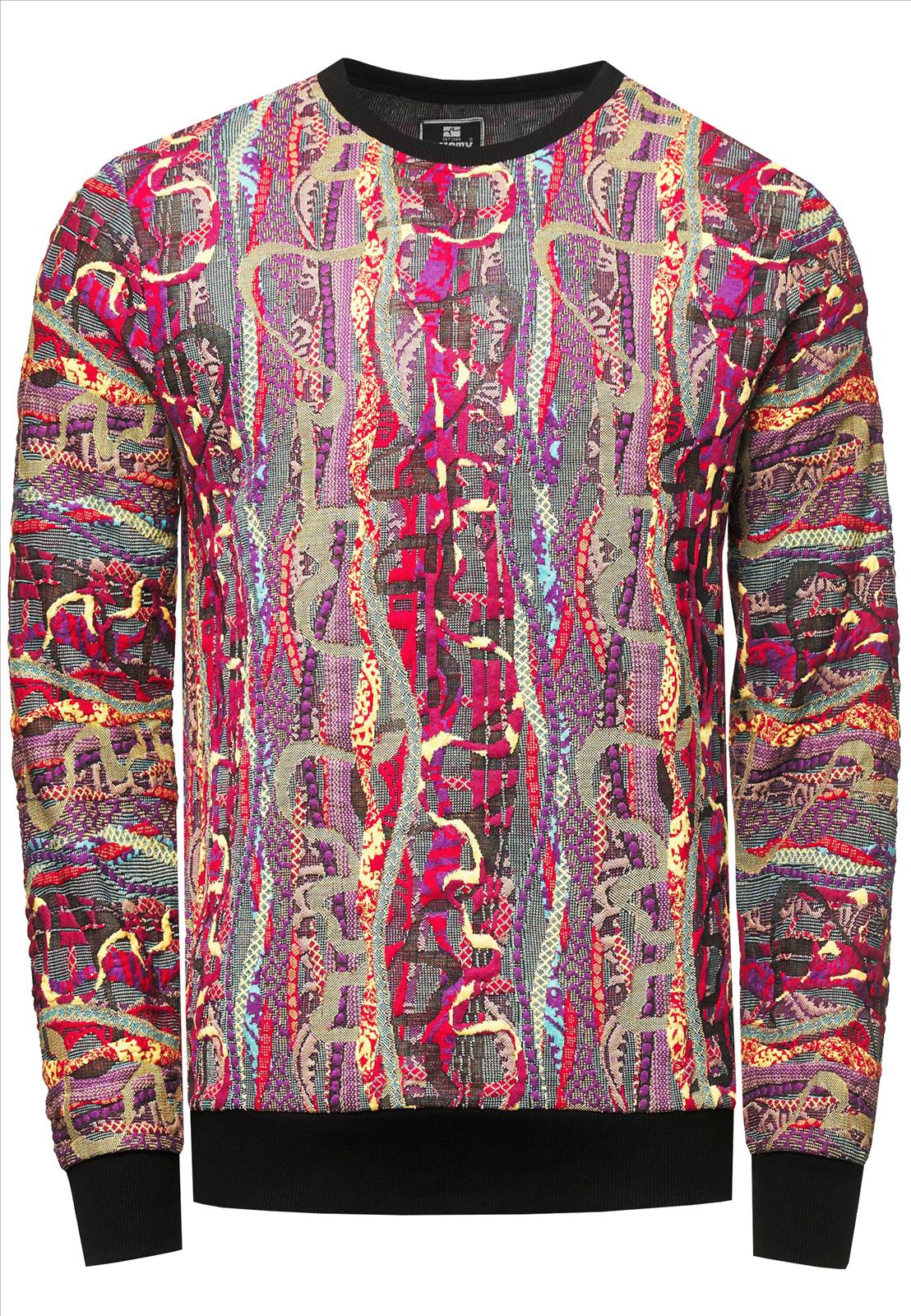 Rusty Neal - Rocas GmbH (Jeans, Young Fashion) - Jeans, Pullover, T-Shirts, Sweatshirts, Longshirts | 50% Rabatt - Jacquard Sweater im 90er New York Style | Artikel-Nr. 19132 | Sweatshirt | MARKE Rusty Neal PASSFORM Regular Fit MATERIAL 76% Polyester, 22% Viskose, 2% Elastan GEWICHT 600 gr HERSTELLUNGSLAND Türkei KRAGENFORM Rundhals BESONDERE MERKMALE Jacquard Sweater mit Muster | Kategorie: Sweatshirt / JACQUARD | Angebot: Herrenbekleidung, Herren Accessoires, Young Fashion, Sofortprogramme, Orderware | Adresse: Rocas GmbH - Weselerstr. 115 - 47608 Geldern - Tel: 0157 / 50996802 - info@rustyneal.de