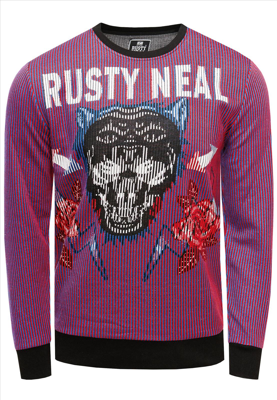 Rusty Neal - Rocas GmbH (Jeans, Young Fashion) - Jeans, Pullover, T-Shirts, Sweatshirts, Longshirts | 50% Rabatt - Lila Jacquard Sweater mit Jaguar-Design | Artikel-Nr. 19143 | Sweatshirt | MARKE Rusty Neal PASSFORM Regular Fit MATERIAL 76% Polyester, 22% Viskose, 2% Elastan GEWICHT 600 gr HERSTELLUNGSLAND Türkei KRAGENFORM Rundhals BESONDERE MERKMALE Jacquard Sweater mit Muster | Kategorie: Sweatshirt / JACQUARD | Angebot: Herrenbekleidung, Herren Accessoires, Young Fashion, Sofortprogramme, Orderware | Adresse: Rocas GmbH - Weselerstr. 115 - 47608 Geldern - Tel: 0157 / 50996802 - info@rustyneal.de