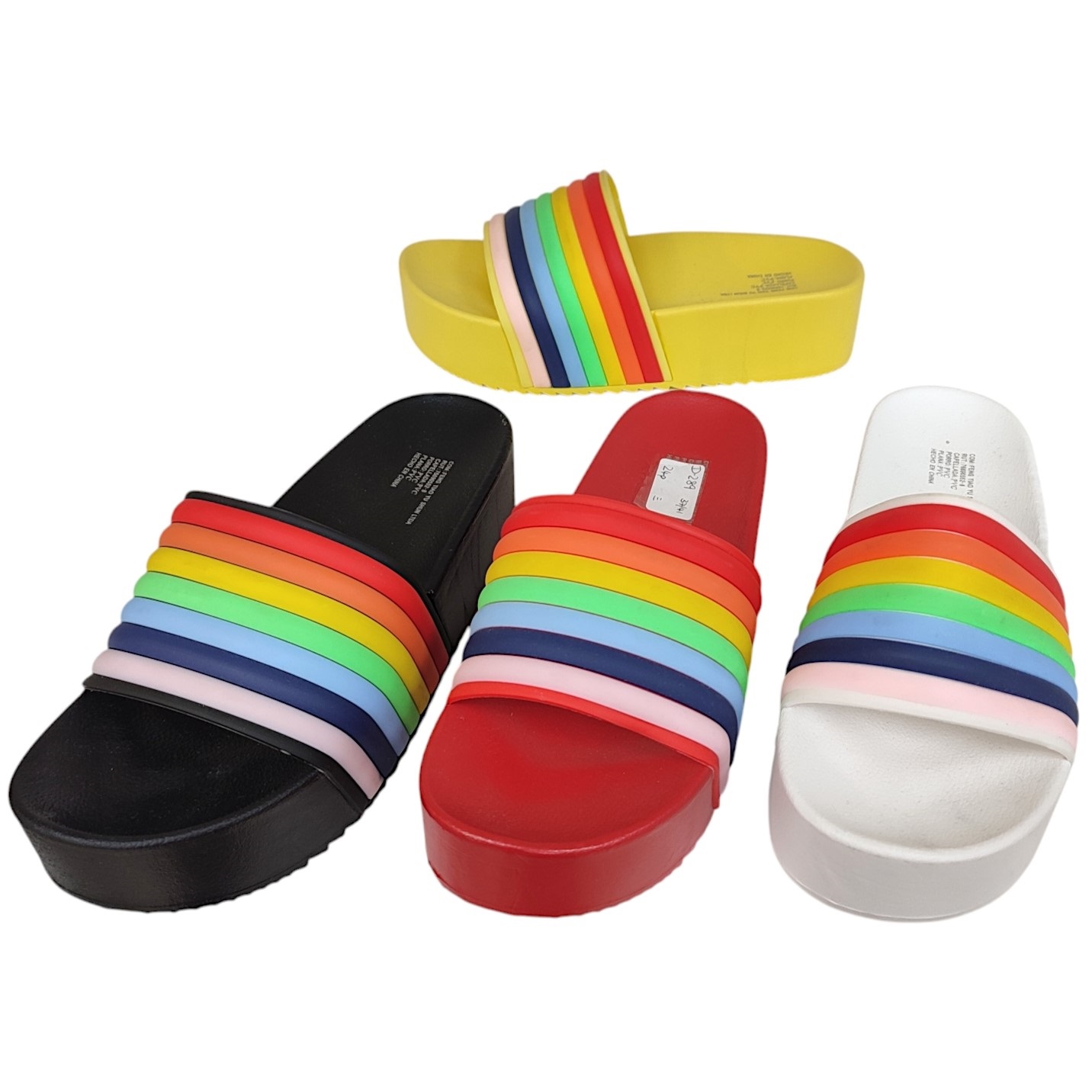 Mario Schuhs - Accessoires;Schuhe;Beach Wear;Young Fashion;Kinder&Teens - Neuss | Artikel-Nr. D-289 | Slippers | Gemischte Farben im Lot, ohne Schuhkartons. Aufgrund der Lichtverhältnisse bei der Produktfotografie und unterschiedlichen Bildschirmeinstellungen kann es dazu kommen, dass die Farbe des Produktes nicht authentisch wiedergegeben wird | Kategorie: Damen / Sandalen & Slippers | Angebot: Sofortprogramme, Orderware | Adresse: Mario Schuhs - Anton-Kux-Str. 2 - 41460 Neuss - Tel: 02131 5123682 - mario.schuhs@hotmail.com