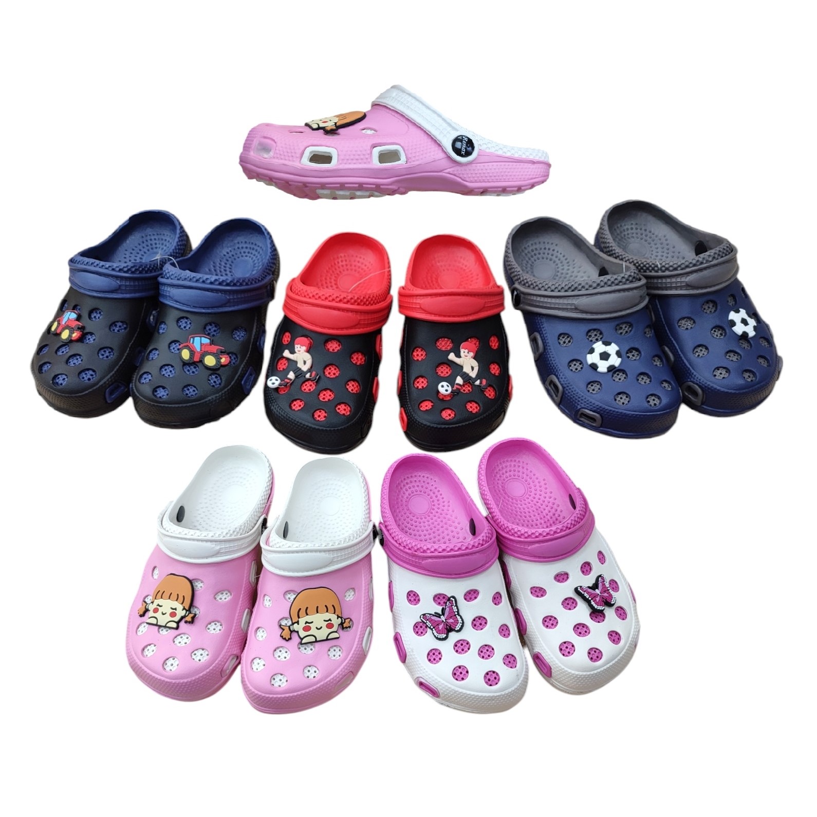 Mario Schuhs - Accessoires;Schuhe;Beach Wear;Young Fashion;Kinder&Teens - Neuss | Artikel-Nr. M613-1 | Latschen | Bl/Red 6p, Navy/Grey 6p, Bl/Navy 6p, Pink/White 12p, White/Plum 6p Gemischte Farben im Lot, ohne Schuhkartons. Aufgrund der Lichtverhältnisse bei der Produktfotografie und unterschiedlichen Bildschirmeinstellungen kann es dazu kommen, dass die Farbe des Produktes nicht authentisch wiedergegeben wird | Kategorie: Kinderschuhe / Sandalen & Slippers | Angebot: Sofortprogramme, Orderware | Adresse: Mario Schuhs - Anton-Kux-Str. 2 - 41460 Neuss - Tel: 02131 5123682 - mario.schuhs@hotmail.com