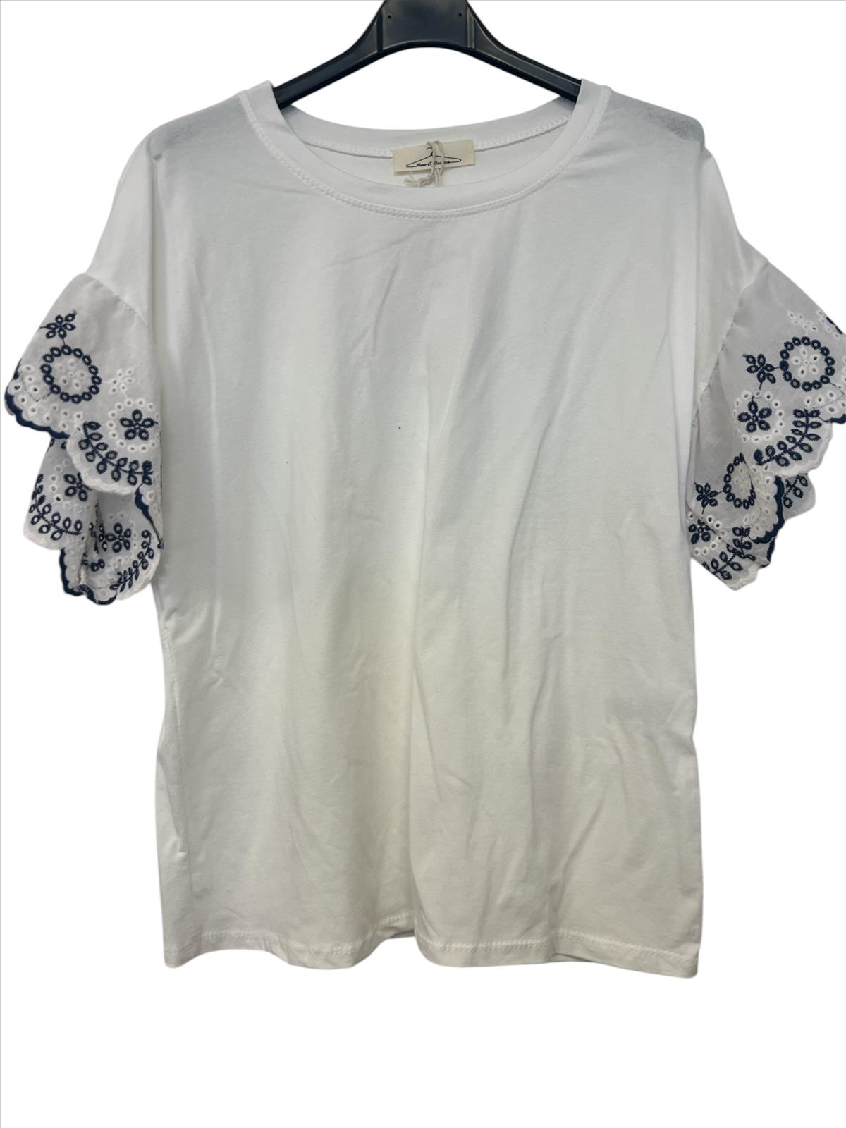 DW-Empire - Damenmode, Kindermode, Accessoires, Taschen, Tücher | Sommer Shirt mit Stickerei | Artikel-Nr. 13066 | cotton | Kategorie: Oberteile / Shirts | Angebot: Damenbekleidung, Damen Accessoires, Schuhe, Dessous, Große Größen, Young Fashion, Landhausmode, Leather Wear, Sofortprogramme, Orderware | Adresse: DW-Empire - Johanniskirchstr. 94 - 45329 Essen - Tel: 021311783220 - info@dw-empire.de