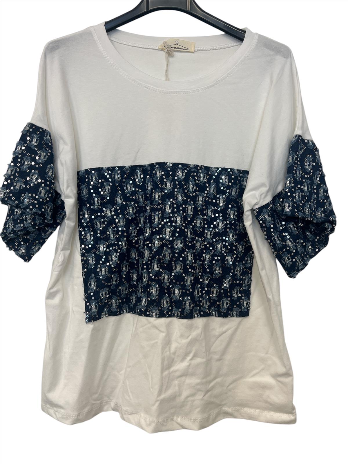 DW-Empire - Damenmode, Kindermode, Accessoires, Taschen, Tücher | Sommer Shirt mit Stickerei und application | Artikel-Nr. 13067 | cotton | Kategorie: Oberteile / Shirts | Angebot: Damenbekleidung, Damen Accessoires, Schuhe, Dessous, Große Größen, Young Fashion, Landhausmode, Leather Wear, Sofortprogramme, Orderware | Adresse: DW-Empire - Johanniskirchstr. 94 - 45329 Essen - Tel: 021311783220 - info@dw-empire.de