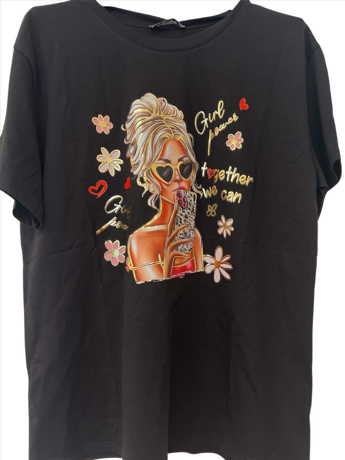DW-Empire - Damenmode, Kindermode, Accessoires, Taschen, Tücher | Sommer Muster shirt Girl power | Artikel-Nr. 13187 | cotton | Kategorie: Oberteile / T-Shirts | Angebot: Damenbekleidung, Damen Accessoires, Schuhe, Dessous, Große Größen, Young Fashion, Landhausmode, Leather Wear, Sofortprogramme, Orderware | Adresse: DW-Empire - Johanniskirchstr. 94 - 45329 Essen - Tel: 021311783220 - info@dw-empire.de