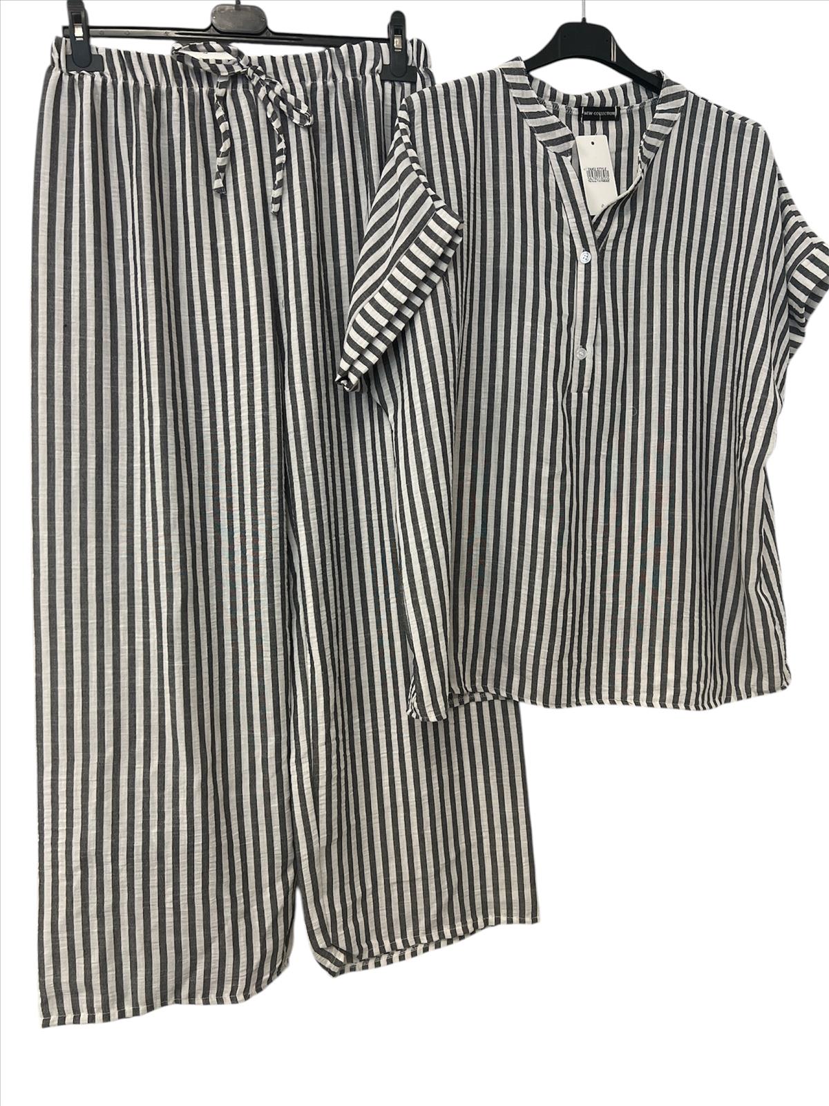 DW-Empire - Damenmode, Kindermode, Accessoires, Taschen, Tücher | streifen hosen und oberteil | Artikel-Nr. 13219 | cotton | Kategorie: Oberteile / Blusen / HOSE | Angebot: Damenbekleidung, Damen Accessoires, Schuhe, Dessous, Große Größen, Young Fashion, Landhausmode, Leather Wear, Sofortprogramme, Orderware | Adresse: DW-Empire - Johanniskirchstr. 94 - 45329 Essen - Tel: 021311783220 - info@dw-empire.de