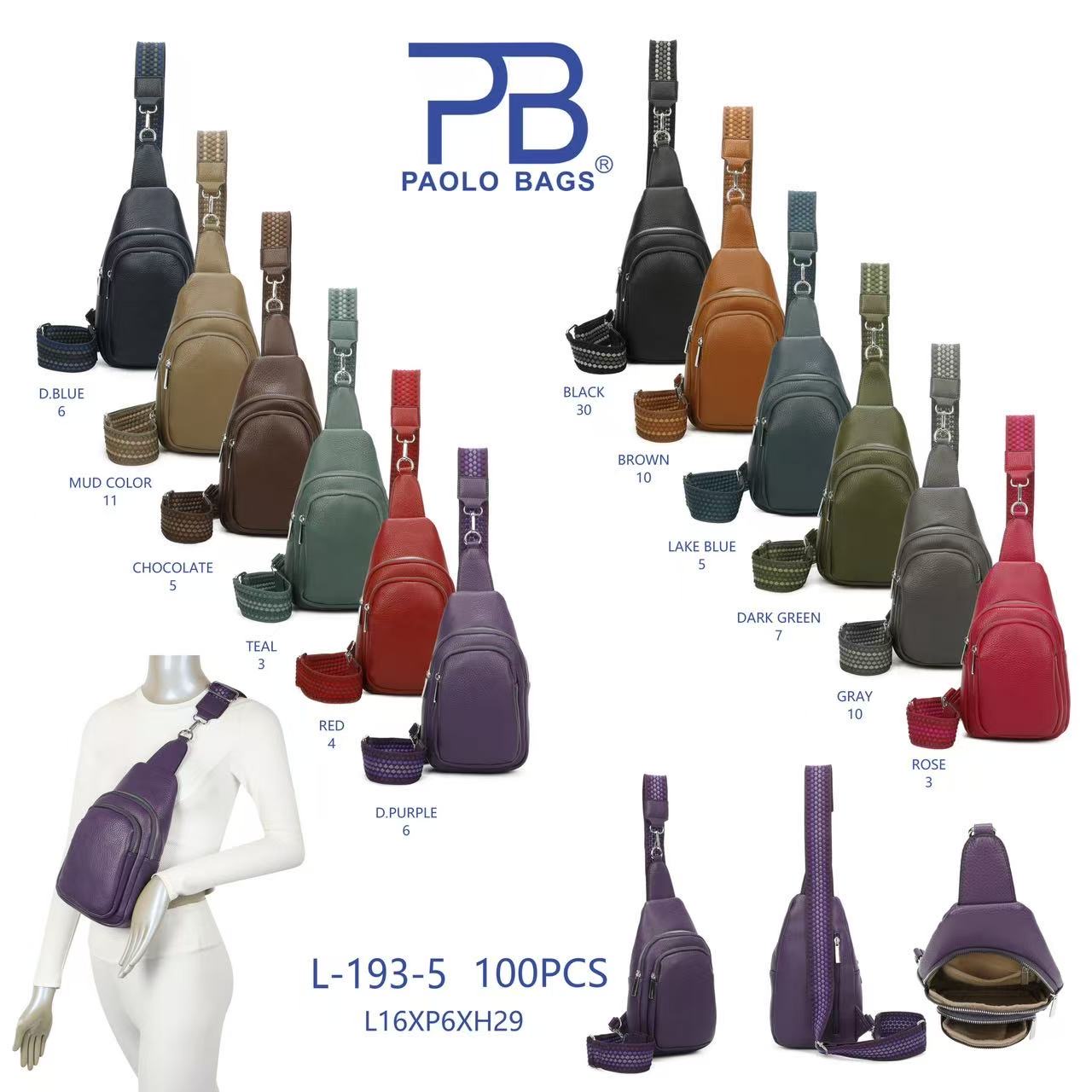 Lierkang import export Gmbh - bags Accessoires | Artikel-Nr. PB193-5 | Crossbodybags | Kategorie: Paolo Bags | Angebot: Damenbekleidung, Damen Accessoires, Herren Accessoires, Young Fashion, Leather Wear | Adresse: Lierkang Import Export GmbH - Im Gefierth 6 (Raum B06) - 63303 Dreieich - Tel: 061038044165 - lierkang.gmbh@hotmail.com