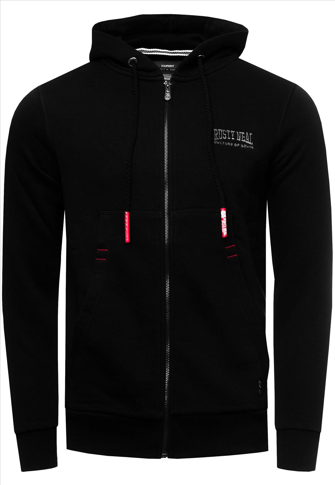 Rusty Neal - Rocas GmbH (Jeans, Young Fashion) - Jeans, Pullover, T-Shirts, Sweatshirts, Longshirts | 33% Rabatt - Sweat-Jacke mit Boxlogo & Hoher Kängurutasche | Artikel-Nr. 19155 | Sweatjacke | MARKE Rusty Neal PASSFORM Regular Fit MATERIAL 70% Baumwolle, 30% Polyester GEWICHT 500 gr HERSTELLUNGSLAND Türkei KRAGENFORM Kapuze BESONDERE MERKMALE Sweatjacke mit Boxlogo | Kategorie: Sweatshirt / SWEAT-JACKE | Angebot: Herrenbekleidung, Herren Accessoires, Young Fashion, Sofortprogramme, Orderware | Adresse: Rocas GmbH - Weselerstr. 115 - 47608 Geldern - Tel: 0157 / 50996802 - info@rustyneal.de