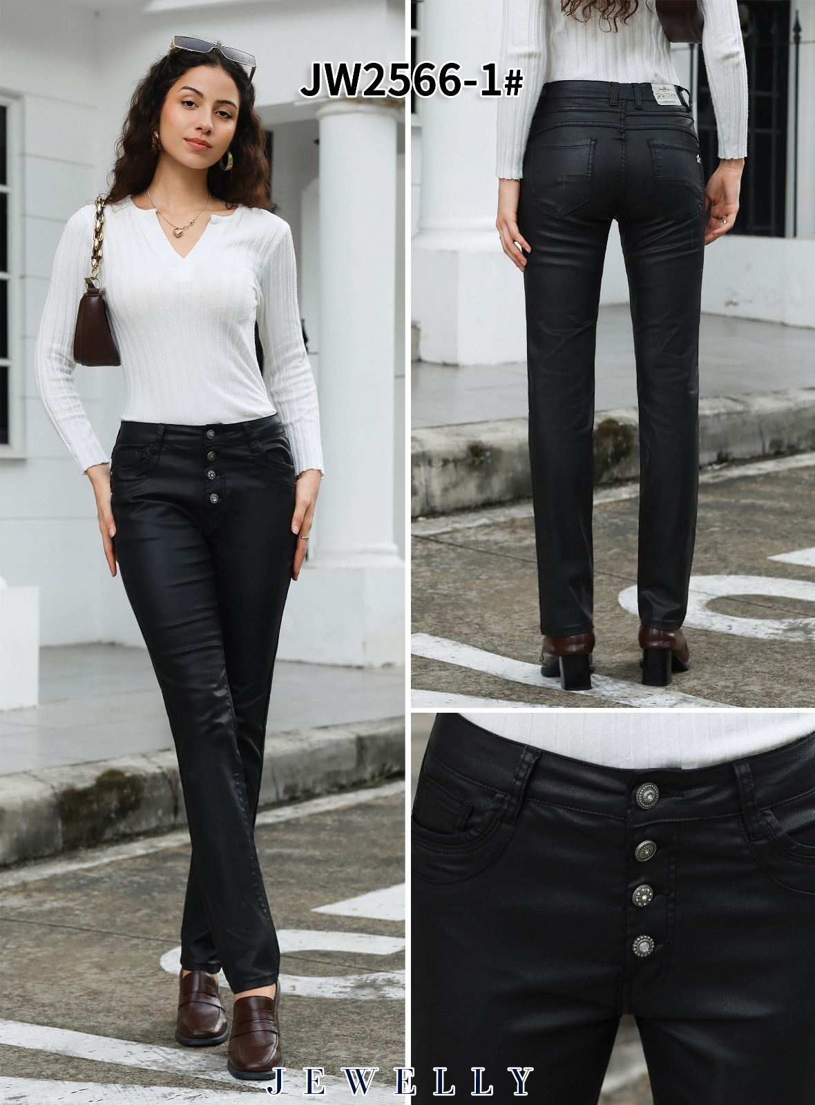 Starshocker Import & Export - DOB, Übergrößen | Artikel-Nr. JW2566-1 | Lederlook Hosen | Kategorie: HOSEN JW 34-42 | Angebot: Damenbekleidung, Young Fashion, Leather Wear, Sofortprogramme, Orderware | Adresse: Starshocker Import & Export - Hit Collection - Anton-Kux-Str. 2 Raum A 236 - 41460 Neuss - Tel: 01747923103 - starshocker@t-online.de