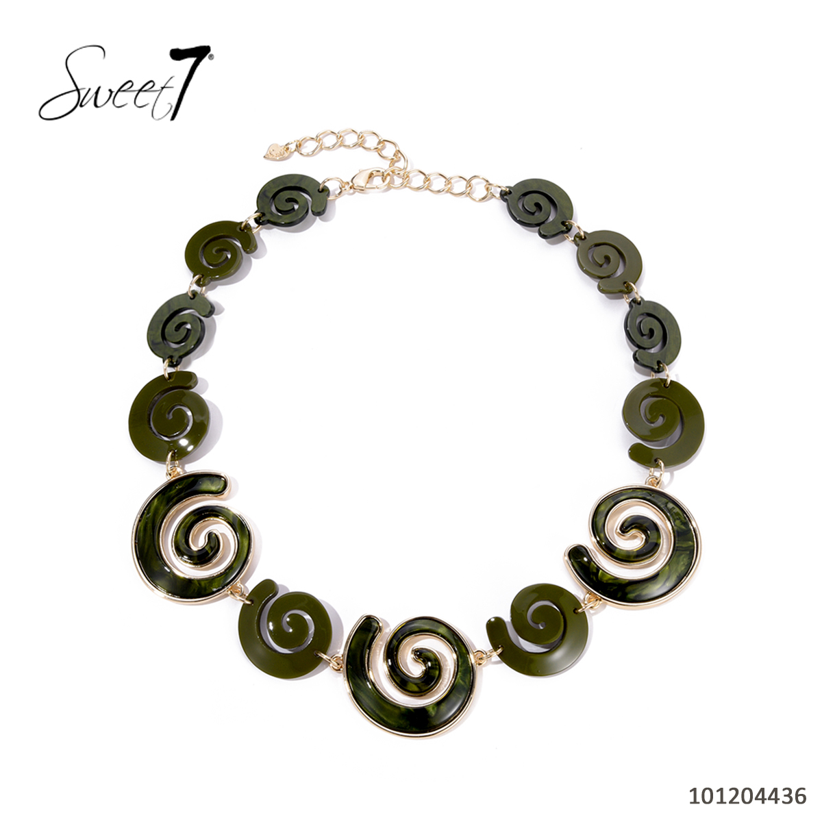 Sunny Mode GmbH - Junge Mode aus Paris | Kette Sweet7 | Artikel-Nr. 101204436+ | Diese extravagante Halskette von Sweet7 besteht aus Spiral-Elementen, die durch goldfarbene Details stilvoll hervorgehoben werden. Ihr kunstvolles Design macht sie zu einem besonderen Blickfang für elegante und modische Outfits. | Kategorie: Schmuck / Ketten | Angebot: Damenbekleidung, Damen Accessoires, Große Größen, Young Fashion, Sofortprogramme | Adresse: Sunny Mode GmbH - Kölner Str. 1 - 65760 Eschborn - Tel: 06196 483138 - info@sunnymode.de