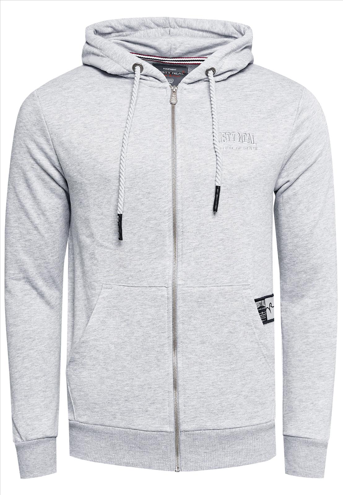 Rusty Neal - Rocas GmbH (Jeans, Young Fashion) - Jeans, Pullover, T-Shirts, Sweatshirts, Longshirts | 33% Rabatt - Sweat-Jacke mit Boxlogo & Print auf der Kapuze | Artikel-Nr. 19157 | Sweatjacke | MARKE Rusty Neal PASSFORM Regular Fit MATERIAL 70% Baumwolle, 30% Polyester GEWICHT 500 gr HERSTELLUNGSLAND Türkei KRAGENFORM Kapuze BESONDERE MERKMALE Sweatjacke mit Boxlogo | Kategorie: Sweatshirt / SWEAT-JACKE | Angebot: Herrenbekleidung, Herren Accessoires, Young Fashion, Sofortprogramme, Orderware | Adresse: Rocas GmbH - Weselerstr. 115 - 47608 Geldern - Tel: 0157 / 50996802 - info@rustyneal.de
