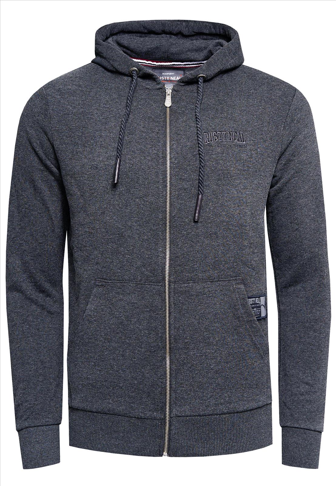 Rusty Neal - Rocas GmbH (Jeans, Young Fashion) - Jeans, Pullover, T-Shirts, Sweatshirts, Longshirts | 33% Rabatt - Sweat-Jacke mit Boxlogo & Print auf der Kapuze | Artikel-Nr. 19157 | Sweatjacke | MARKE Rusty Neal PASSFORM Regular Fit MATERIAL 70% Baumwolle, 30% Polyester GEWICHT 500 gr HERSTELLUNGSLAND Türkei KRAGENFORM Kapuze BESONDERE MERKMALE Sweatjacke mit Boxlogo | Kategorie: Sweatshirt / SWEAT-JACKE | Angebot: Herrenbekleidung, Herren Accessoires, Young Fashion, Sofortprogramme, Orderware | Adresse: Rocas GmbH - Weselerstr. 115 - 47608 Geldern - Tel: 0157 / 50996802 - info@rustyneal.de