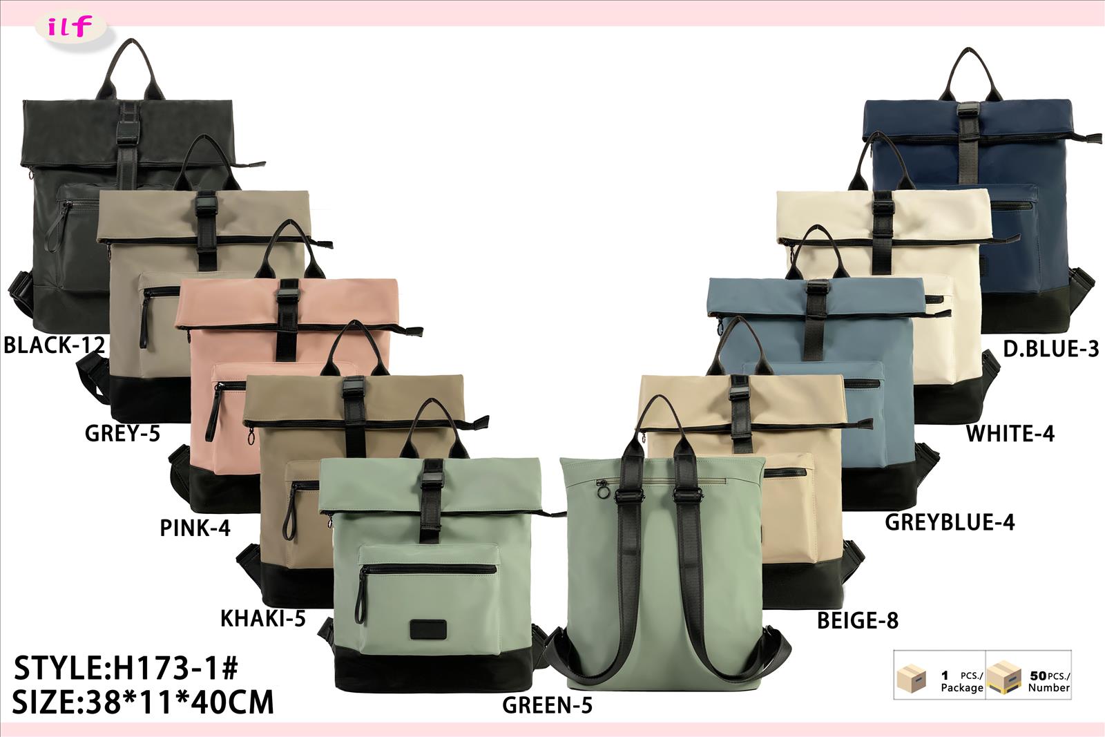 Huada Import-Export GmbH -DOB, Taschen, Schuhe, Accessoires | Artikel-Nr. H173-1 | Rucksack | Kategorie: RÜCKSAC | Angebot: Damenbekleidung, Damen Accessoires, Herren Accessoires, Schuhe, Young Fashion, Leather Wear | Adresse: Huada Import-Export GmbH - Raum B014 - Anton-Kux-Strasse 2 - 41460 Neuss - Tel: 021317188938 - huada8168@hotmail.com