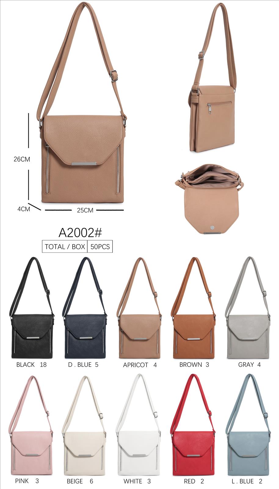 Huada Import-Export GmbH -DOB, Taschen, Schuhe, Accessoires | Artikel-Nr. A2002 | Umhängetaschen | Kategorie: Umhängetaschen | Angebot: Damenbekleidung, Damen Accessoires, Herren Accessoires, Schuhe, Young Fashion, Leather Wear | Adresse: Huada Import-Export GmbH - Raum B014 - Anton-Kux-Strasse 2 - 41460 Neuss - Tel: 021317188938 - huada8168@hotmail.com