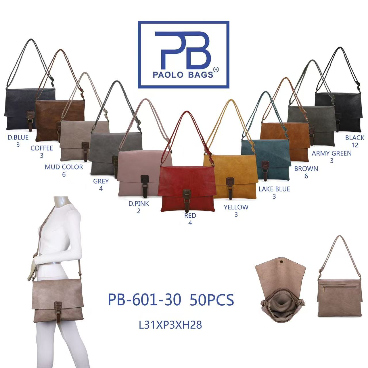 Huada Import-Export GmbH -DOB, Taschen, Schuhe, Accessoires | Artikel-Nr. PB-601-30 | Umhängetaschen | Kategorie: Umhängetaschen | Angebot: Damenbekleidung, Damen Accessoires, Herren Accessoires, Schuhe, Young Fashion, Leather Wear | Adresse: Huada Import-Export GmbH - Raum B014 - Anton-Kux-Strasse 2 - 41460 Neuss - Tel: 021317188938 - huada8168@hotmail.com