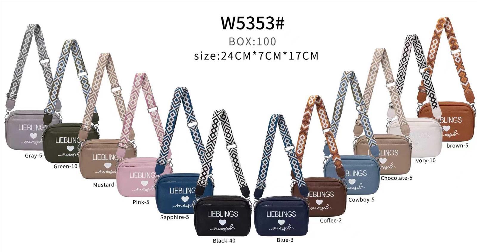 Pulcini GmbH - 2BE - Fashion & Design | Artikel-Nr. 5353 | LIEBLINGSTASCHE MIT BUNTE GÜRTEL | VEGAN LEDER MIT LIEBLINGS SCHRIFT GESTICKTBUNTE GÜRTEL AUS STOFFHINTERFACH FACH / INNENFACHER | Kategorie: KLEINE TASCHEN & CITYBAGS | Angebot: Damenbekleidung, Herrenbekleidung, Damen Accessoires, Herren Accessoires, Schuhe, Dessous, Beach Wear, Große Größen, Baby-Bekleidung, Kinder & Teens, Young Fashion, Landhausmode, Leather Wear, Sofortprogramme, Orderware | Adresse: Pulcini Trends GMBH - Gartenstrasse 24 - 41460 Neuss - Tel: 021312913138 - pulcini-trends@outlook.de