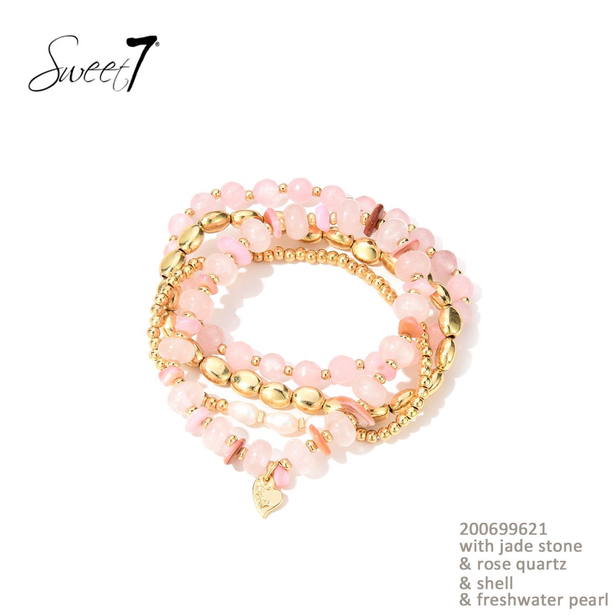 Hier geht's zum Shop von: Sunny Mode GmbH - Junge Mode aus Paris | Artikel-Nr. 200699621 | ARMBAND SWEET7 | Sweet7 Armband-Set mit Jade & Rose Quartz, Muschel & Süßwasserperle Elegantes Armband-Set mit Jade-Steinen, goldfarbenen Akzenten, Muschel-Elementen und Süßwasserperlen. Elastisch und angenehm zu tragen – ein edler Hingucker für jedes Outfit. | Kategorie: Schmuck / Armbänder | Adresse: Sunny Mode GmbH - Kölner Str. 1 - 65760 Eschborn - Tel: 06196 483138 - info@sunnymode.de | Angebot: Damenbekleidung, Damen Accessoires, Große Größen, Young Fashion, Sofortprogramme