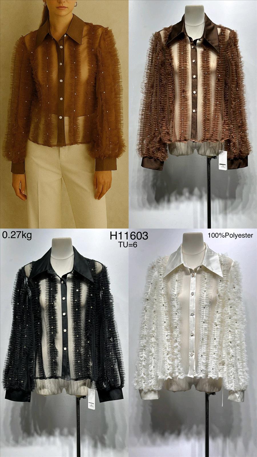Miss Furs GmbH - MISS FURS Damenmode - Accessoires, Sportswear, Jeans, Tops, Bags | Artikel-Nr. H11603 | Bluse | Kategorie: Bekleidung / Bluse | Angebot: Damenbekleidung, Damen Accessoires, Young Fashion, Sofortprogramme, Orderware | Adresse: Miss Furs GmbH - Breslauer Str. 8 - 41460 Neuss - Tel: 02131-3165333 - info@missfurs.de