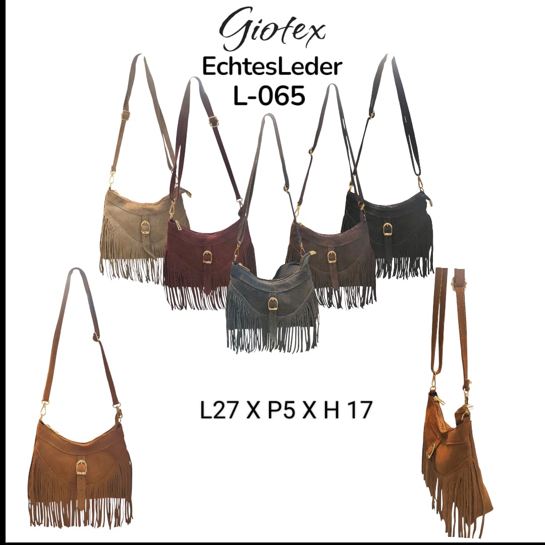 GIO TEX GMBH - Accessoires - Neuss | Artikel-Nr. L065 | Wildleder Shoulder Bag mit Fransen | Kategorie: Taschen / Leder | Angebot: Damen Accessoires | Adresse: GIO TEX GMBH - Breslauerstraße 8 - 41460 Neuss - Tel: 021313658438 - giotexgmbh@yahoo.com
